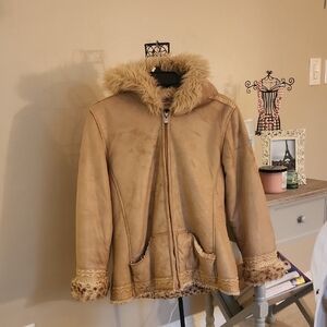 Arizona Jean Company Tan Faux Fur Trim Jacket